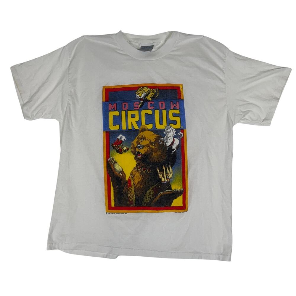 Vintage 1990 Moscow Circus T-Shirt Brockum Tag Flawed Distressed Grunge 90s Tee